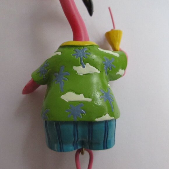 Pink Flamingo with Cocktail Christmas Ornament Dangle Legs 7" Beach Tropical - Picture 5 of 13